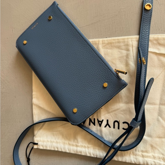 Like NEW Cuyana System Phone Wallet + Strap in Sky Blue Pebbled Leather - Picture 11 of 11